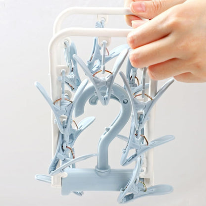 Clothes Drying Racks 2 Pack Small Folding Portable Underwear Hangers with Clips Socks 12 Clips 360° Rotatable Hook for Drying Towels Bras Baby Clothes Gloves Plast