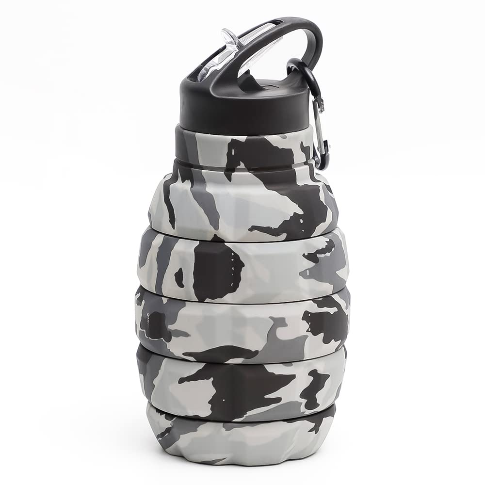 QiCheng&LYS Collapsible Water Bottle Sports Bottle 19.5OZ/580ml Travel Water Bottle for men women kids. BPA Free Food Grade Silicone. (Army green)