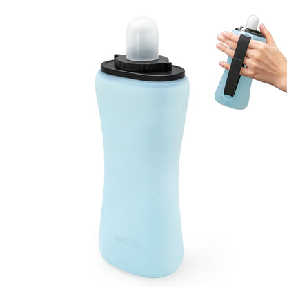 Handheld Running Water Bottle, Collapsible Silicone Foldable 350mL