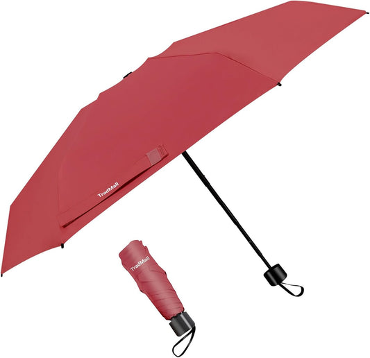 TradMall Mini Travel Umbrella, Portable Lightweight Compact Parasol with 95% UV Protection for Sun & Rain