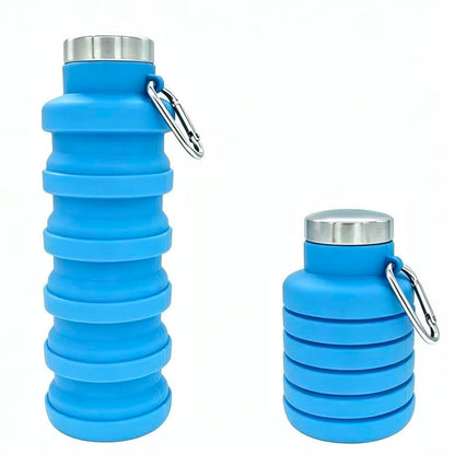 YCT Collapsible Water Bottle 17oz（500ml），Travel Portable Sport Water Bottle，Reusable Silicone Foldable Water Bottles for Gym Camping Hiking (Purple+Black)