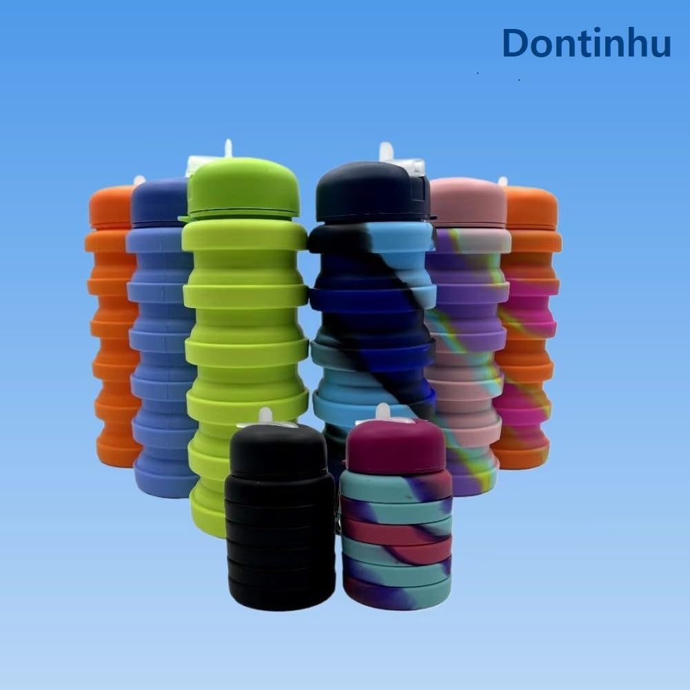 Collapsible Water Bottles 2 Pack 500ml (Orange+Rose Red)