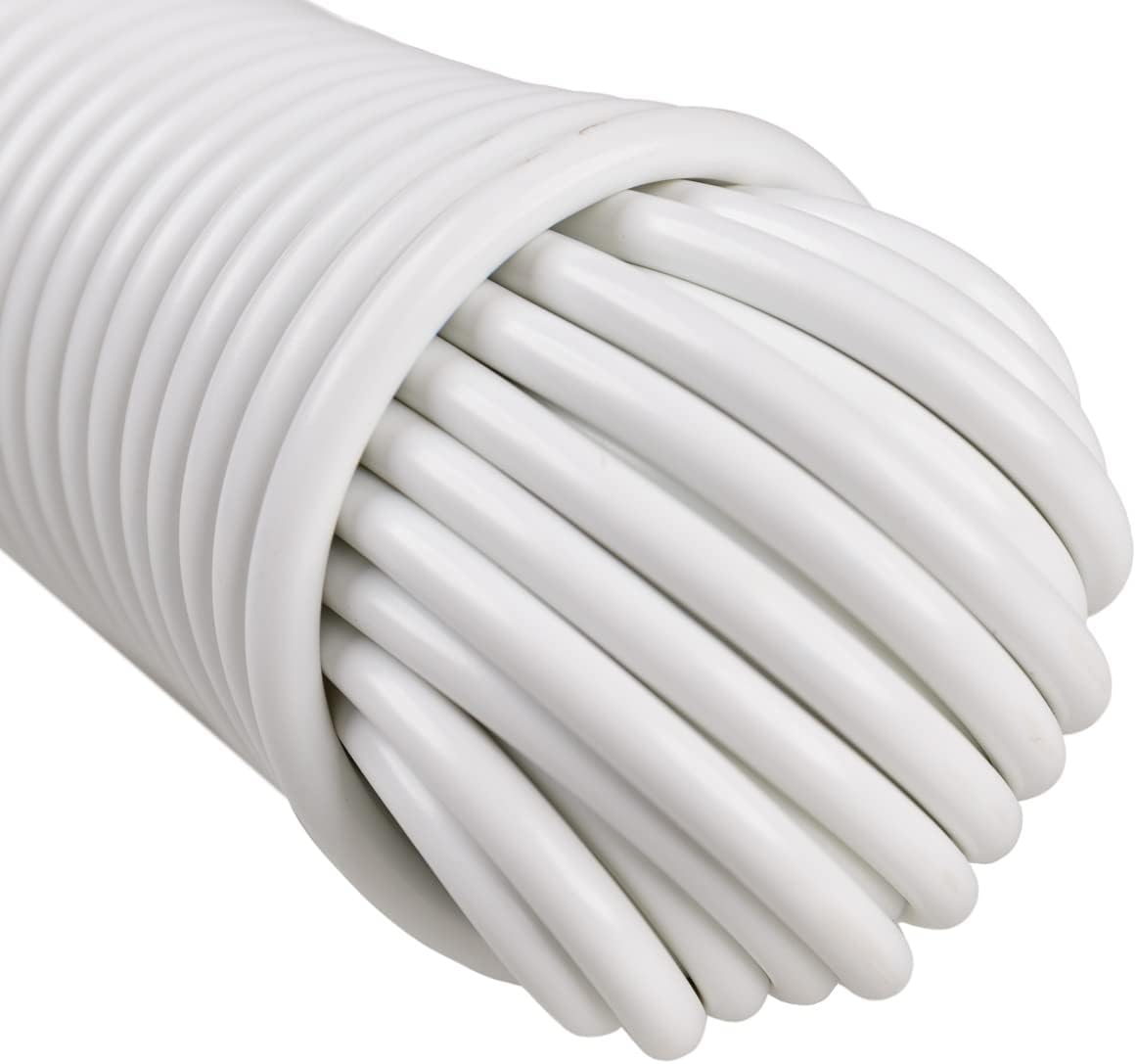 West Coast Paracord’s Plastic Coated Clothesline – Synthetic Fiber Core – All Purpose Laundry Line Dryer Rope – Strong and Durable – Crafting and DIY Projects- (5/32 Inch, 100 FT) White
