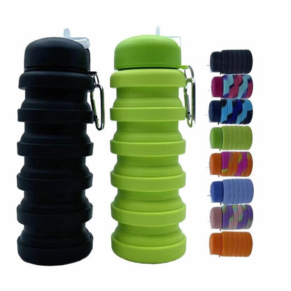 Collapsible Water Bottles 2 Pack 500ml (Orange+Rose Red)
