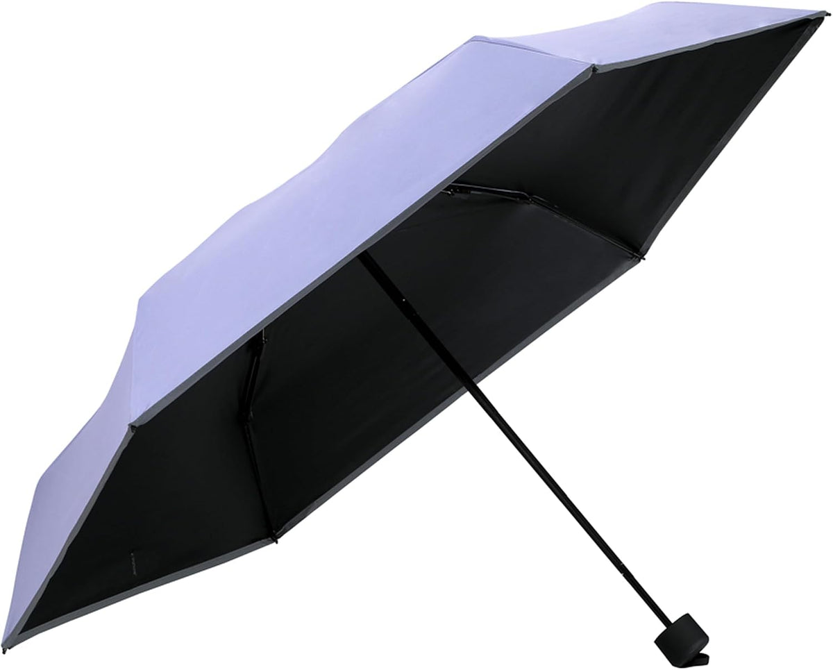 GAOYAING Compact Travel Umbrella with Reflective Safety Strips (300ft Visibility) - Ultra Portable 6.9" Folded Windproof Rain & Sun Umbrella UPF 50+ for Men Women
