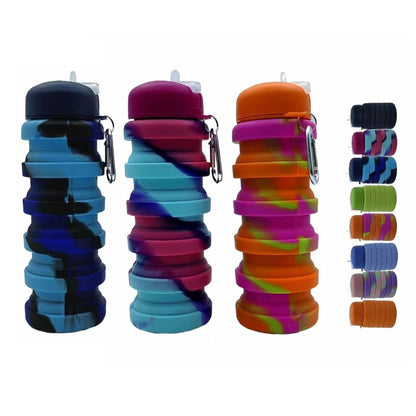 Collapsible Water Bottles 2 Pack 500ml (Orange+Rose Red)