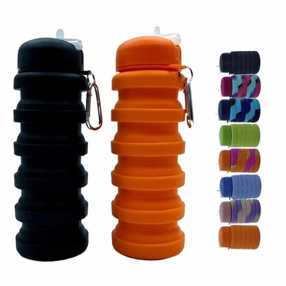Collapsible Water Bottles 2 Pack 500ml (Orange+Rose Red)