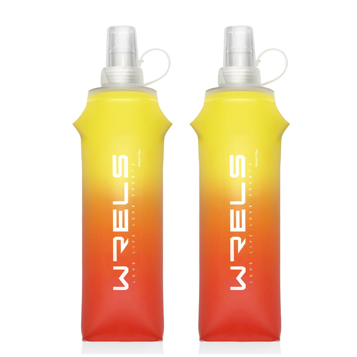 WRELS TPU Soft Flask Lightweight Portable Reusable Water Bottle,BPA Free Collapsible Flask for Hydration Pack in Running Hiking Cycling and Marathon