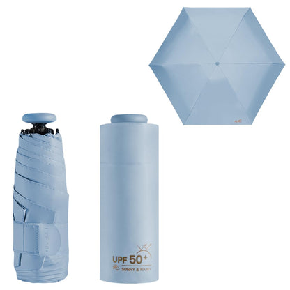 Mini Sun Travel UV Umbrella Anti UPF 50 Protection 99.9% Micro handle Coating Layer Fabric Compact/Lightweight Small Portable Backpack/Folding Purse Pocket Umbrella Rain/Blocking/Men Women Kids