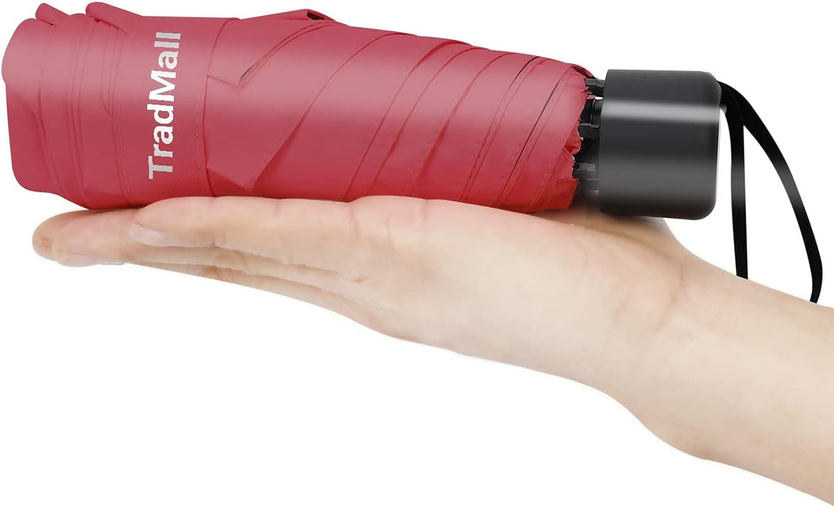 TradMall Mini Travel Umbrella, Portable Lightweight Compact Parasol with 95% UV Protection for Sun & Rain