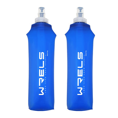 WRELS TPU Soft Flask Lightweight Portable Reusable Water Bottle,BPA Free Collapsible Flask for Hydration Pack in Running Hiking Cycling and Marathon