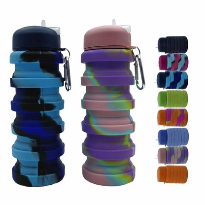 Collapsible Water Bottles 2 Pack 500ml (Orange+Rose Red)