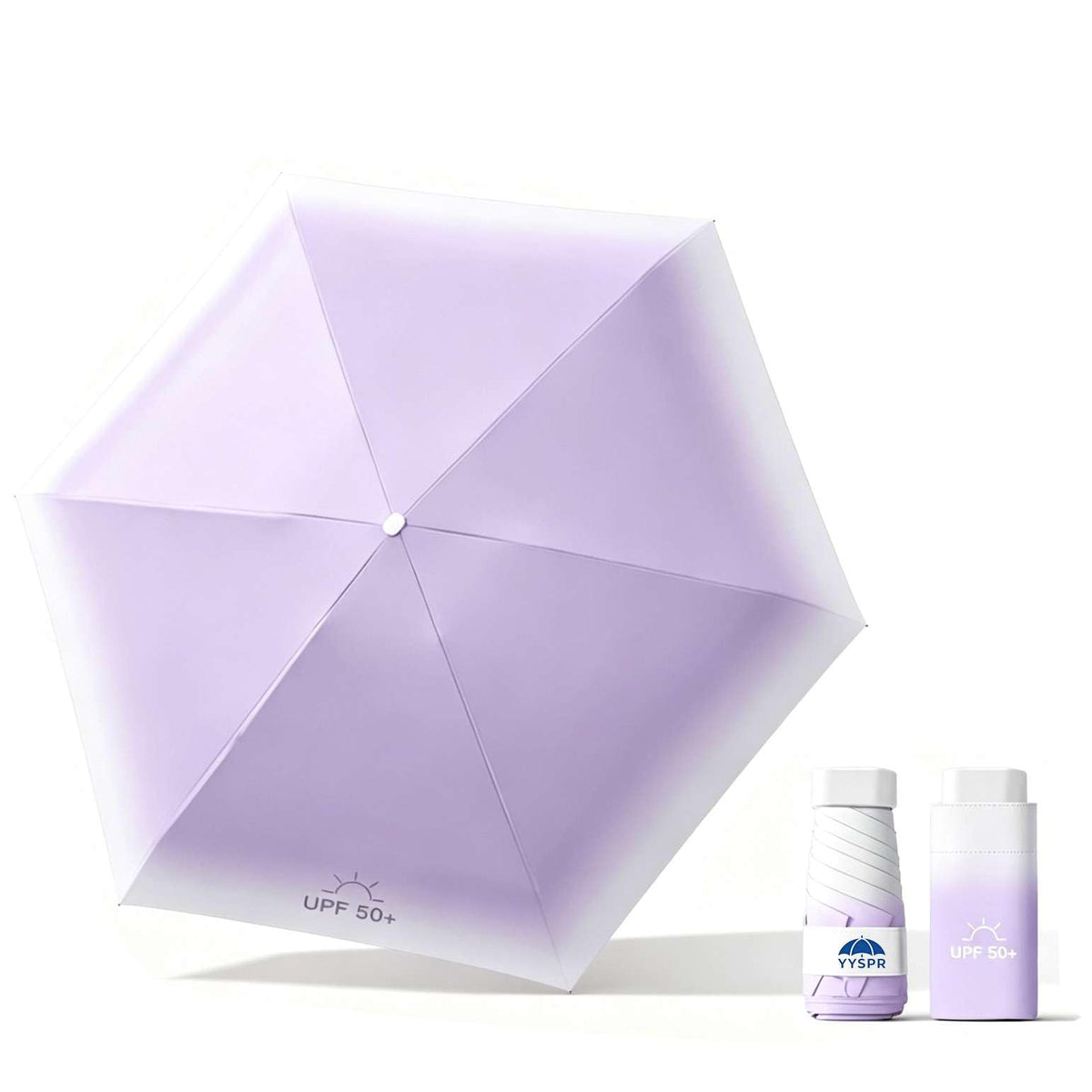 YYSPR Gradient Color UPF50+ 5-folding Mini Flat Pocket Umbrella