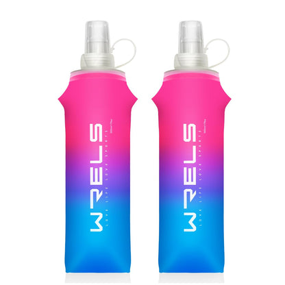 WRELS TPU Soft Flask Lightweight Portable Reusable Water Bottle,BPA Free Collapsible Flask for Hydration Pack in Running Hiking Cycling and Marathon