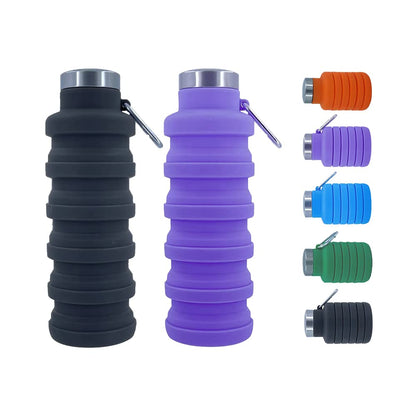 Collapsible Water Bottles 2 pack 17oz (Black+Purple)