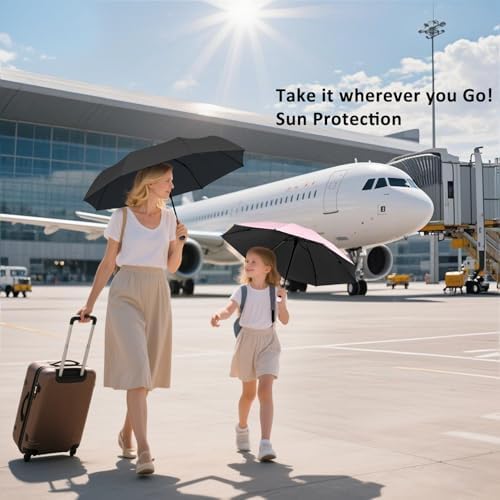 Travel Umbrella Portable Compact Umbrellas Pocket Mini for Purse Umbrellas for UV Small Backpack with Case Folding for Women