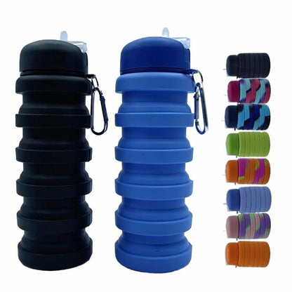 Collapsible Water Bottles 2 Pack 500ml (Orange+Rose Red)