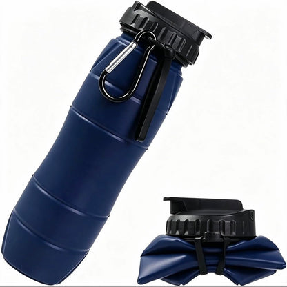 Collapsible Water Bottles 22oz with Straw 2Pack Travel (Blue+Pink)