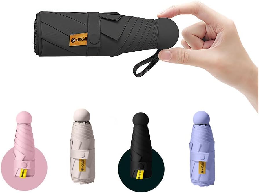 Travel Umbrella Portable Compact Umbrellas Pocket Mini for Purse Umbrellas for UV Small Backpack with Case Folding for Women