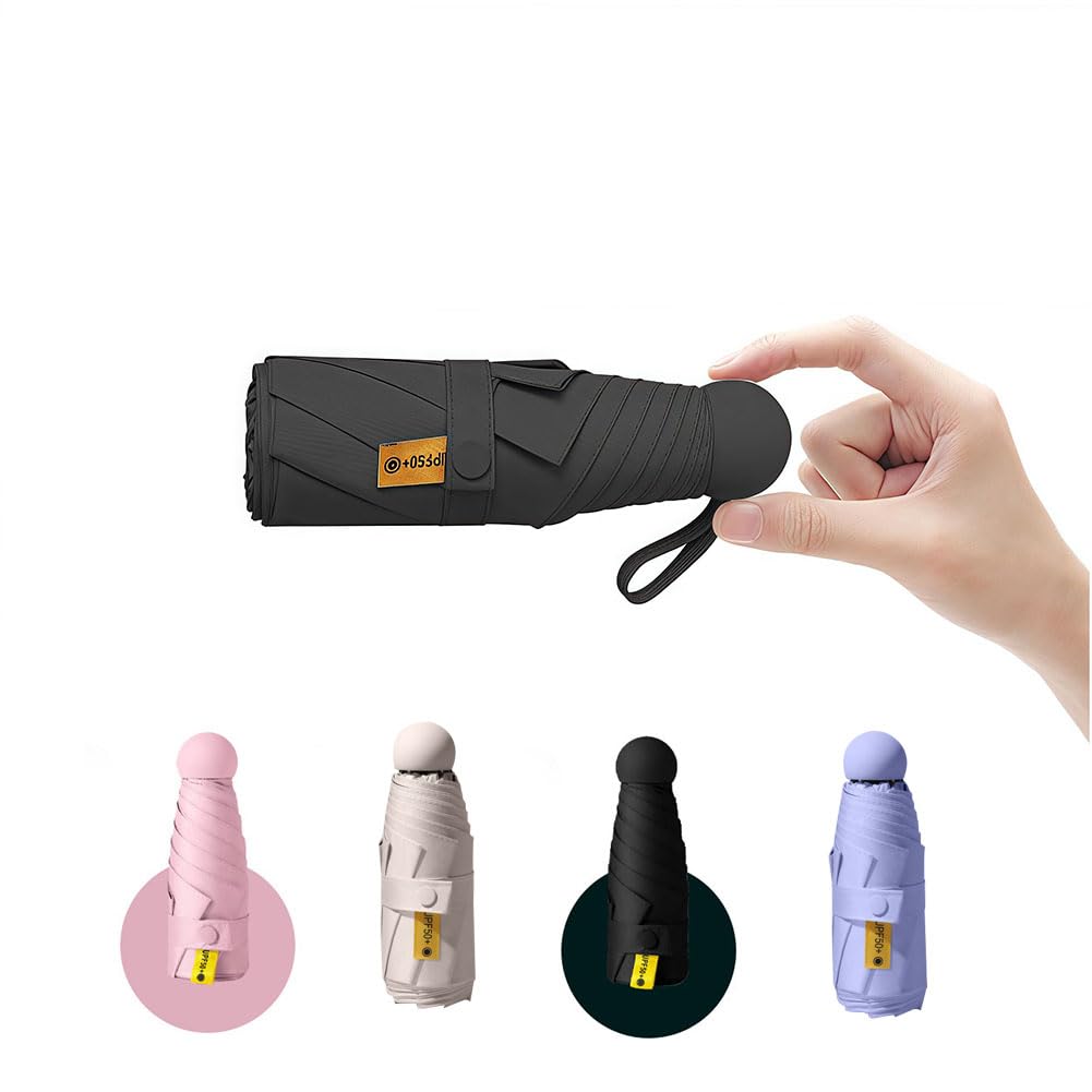 Travel Umbrella Portable Compact Umbrellas Pocket Mini for Purse Umbrellas for UV Small Backpack with Case Folding for Women