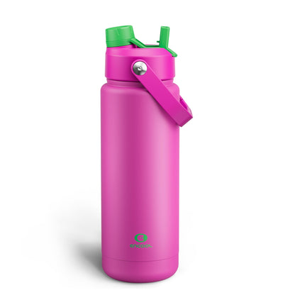 ENCOOL Insulated Water Bottle with Straw Stainless Steel Water Bottle, Leak-Proof, BPA-Free, Double Wall Vacuum Keeps Cold for 24 Hours for Sports, Travel, School (26 oz, Black Night)