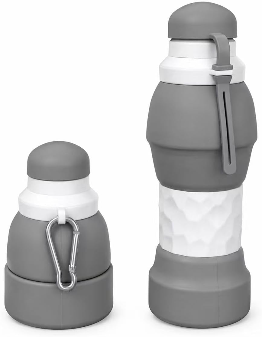 Petmaro Collapsible Water Bottles for traveling 20 oz (Grey)
