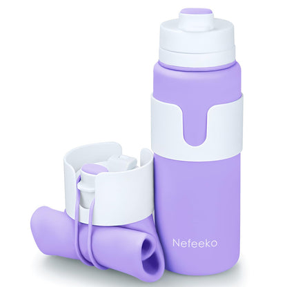Nefeeko Collapsible Water Bottle, BPA Free 26oz Silicone Water Bottles