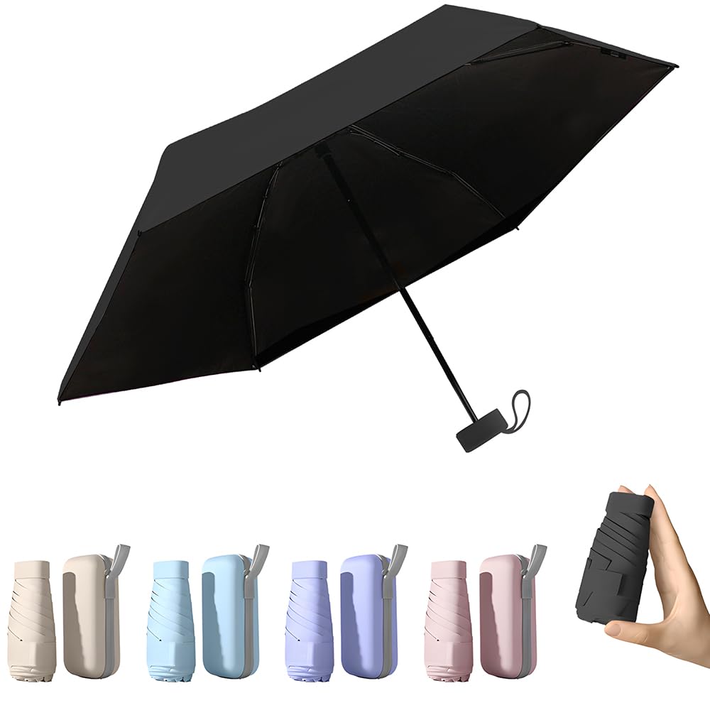 TOPSAIL Mini Umbrella for Travel, UPF 50+ UV Sun & Rain Protection, Compact 6k Folding Pocket Umbrella with Case for Purse, Backpack