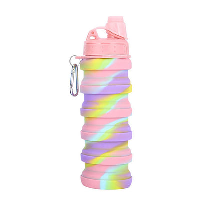 Collapsible Water Bottles Travel water bottle Sports Portable Sport Water Bottle Reusable Water Bottles comes with mountaineering Buckle 500ml silicone Water-proof camping water bottle