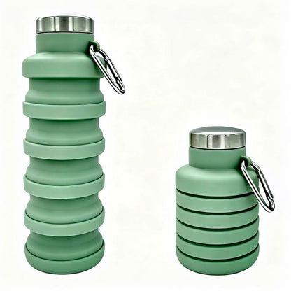 YCT Collapsible Water Bottle 17oz（500ml），Travel Portable Sport Water Bottle，Reusable Silicone Foldable Water Bottles for Gym Camping Hiking (Purple+Black)