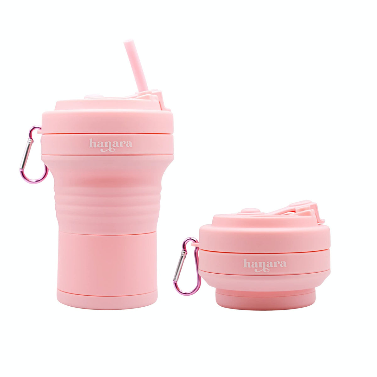 HANARA Collapsible Cup with Reusable Straw – 18 Oz (550 Ml), Portable Travel Mug, BPA-Free, Leak-Proof, Microwave & Dishwasher Safe, Multi-Purpose for Hot & Cold Drinks – Sky Blue