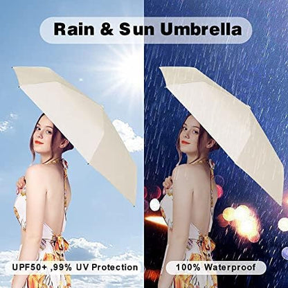 ESUFEIR Mini Sun Umbrella for Purse With Case