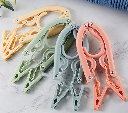 Foldable Multicolor Hangers12Pcs with 24Pcs Clips and 1Pcs Clothesline
