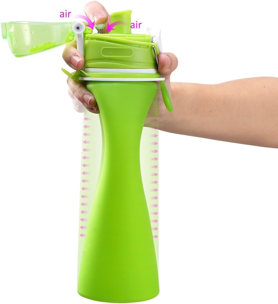 Valourgo Collapsible Water Bottle, Silicone Foldable with Leak Proof Valve BPA Free, Aqua Blue, 21 oz