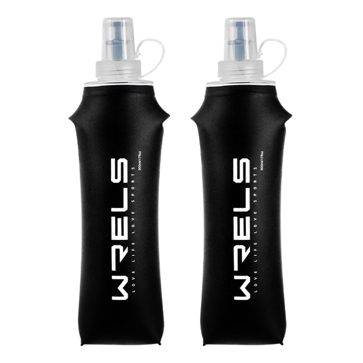 WRELS TPU Soft Flask Lightweight Portable Reusable Water Bottle,BPA Free Collapsible Flask for Hydration Pack in Running Hiking Cycling and Marathon