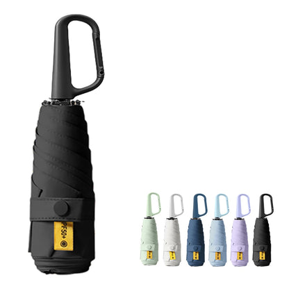 erised's bifrost Mini Travel Folding Umbrella with Carabiner Handle for Women Men Kids/Lightweight Portable Compact/Small Parasol/UV Protection/UPF50+/6Ribs/Sun Rain/Fits in Pocket Car Purse