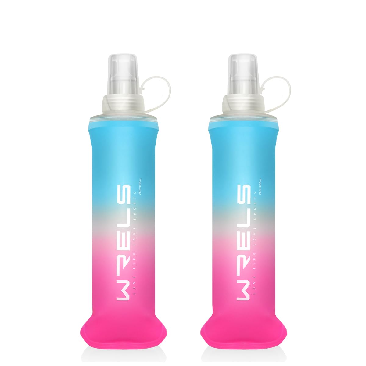 WRELS TPU Soft Flask Lightweight Portable Reusable Water Bottle,BPA Free Collapsible Flask for Hydration Pack in Running Hiking Cycling and Marathon