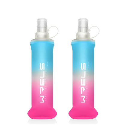 WRELS TPU Soft Flask Lightweight Portable Reusable Water Bottle,BPA Free Collapsible Flask for Hydration Pack in Running Hiking Cycling and Marathon