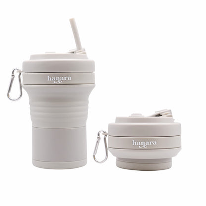 HANARA Collapsible Cup with Reusable Straw – 18 Oz (550 Ml), Portable Travel Mug, BPA-Free, Leak-Proof, Microwave & Dishwasher Safe, Multi-Purpose for Hot & Cold Drinks – Sky Blue