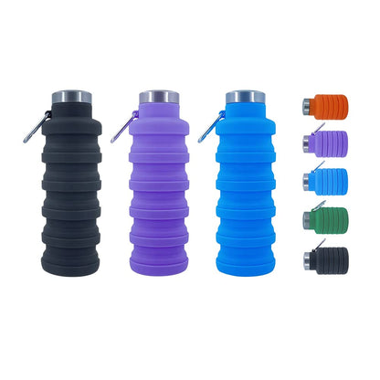 Collapsible Water Bottles 2 pack 17oz (Black+Purple)