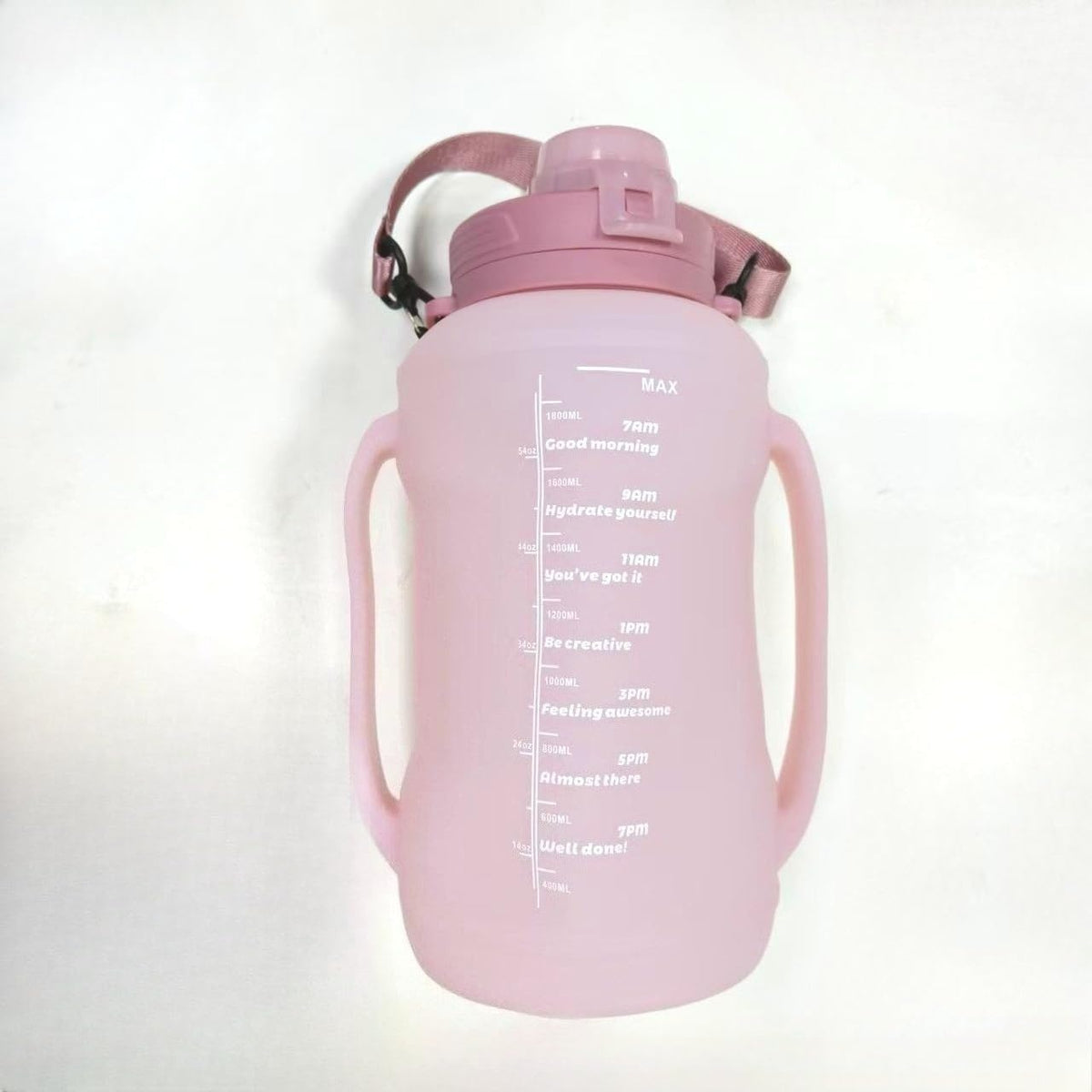 64oz Collapsible Silicone Water Bottle with Straw, BPA-Free,Foldable Water Jug with Handle for Gym, Hiking, Camping,Fishing (Pink)