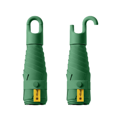 Mini Travel Folding Umbrella With Rotating Open&Close Ring Carabiner Handle for Women Kids - Small Portable Pocket Parasol,Lightweight Compact,6 Ribs,UV Protection,UPF 50,Rain Sun,Backpack