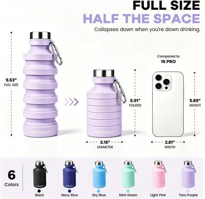 Nefeeko Collapsible Water Bottle, Reuseable BPA Free Silicone Water Bottles