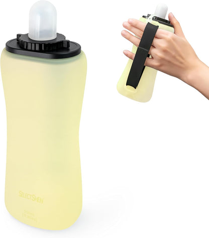 Handheld Running Water Bottle, Collapsible Silicone Foldable 350mL