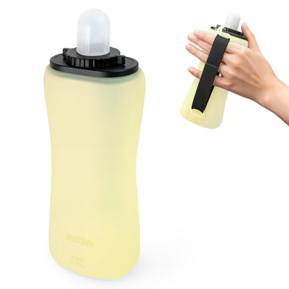 Handheld Running Water Bottle, Collapsible Silicone Foldable 350mL