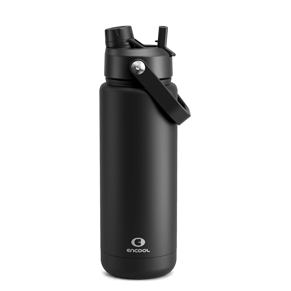 ENCOOL Insulated Water Bottle with Straw Stainless Steel Water Bottle, Leak-Proof, BPA-Free, Double Wall Vacuum Keeps Cold for 24 Hours for Sports, Travel, School (26 oz, Black Night)