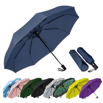 SIEPASA Compact Travel Umbrella - Windproof Auto Open/Close, Small Folding Umbrella for Rain - Lightweight & Durable with Fiberglass Frame, Waterproof Canopy - Fits Backpack, Purse, Suitcase. (Black)