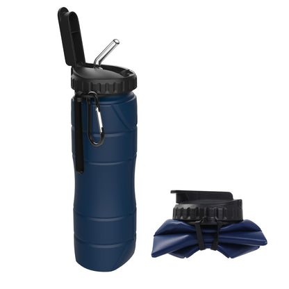 Collapsible Water Bottles, 22oz with Straw for Travel, Gym & Sports