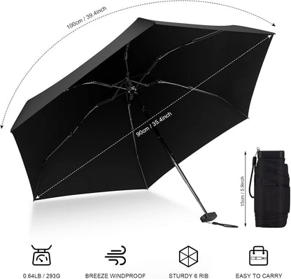 Mini Travel Umbrella Compact for Purse Lightweight Nano Waterproof for Rain