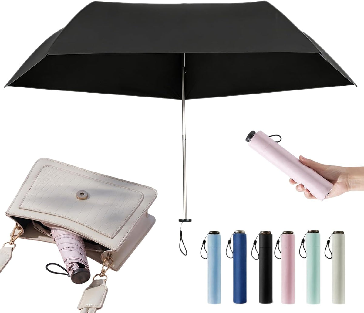 Pencil Umbrella from Japan, 103g Mini Japan Pencil Umbrellas with UPF 50+ Sun, Ultra-Lightweight Compact All-Weather Umbrella for Rain, Backpack, Handbag, Commute, Beach, Hiking, Outdoor Use